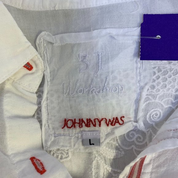 *3 J Workshop White Button Down Embroidered Large - Picture 4 of 5
